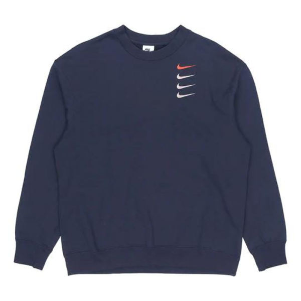 Толстовка Nike French Terry Swoosh 4 Embroidered Crewneck DB9408-451 (navy)