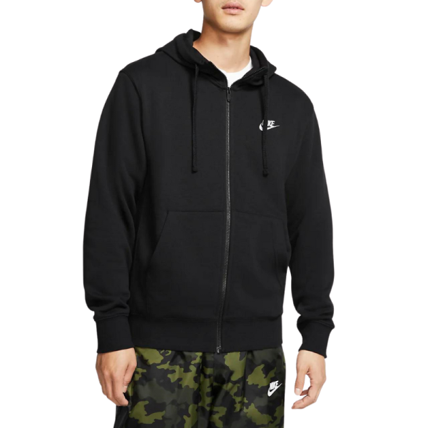 Худи Nike Club Mens Full-Zip Hoodie BV2649-010 (black-white)